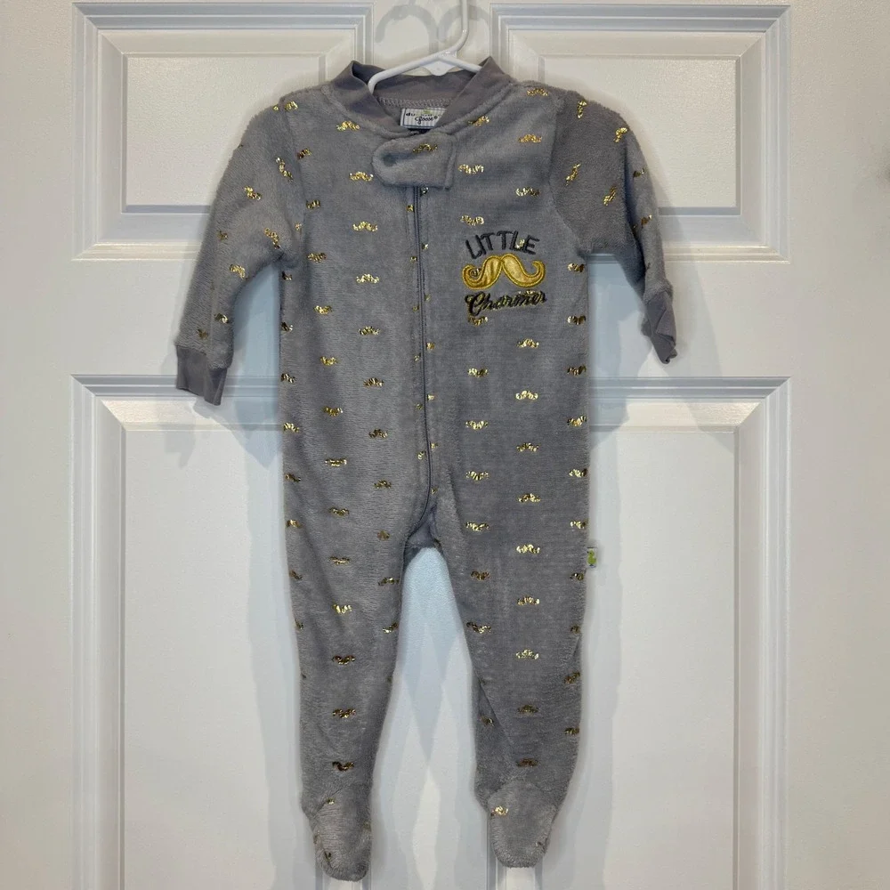 Duck Duck Goose Baby Pajamas Size‎ 6-9M Gray Little Charmer Footed Sleeper